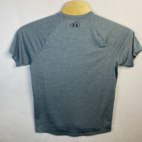 Under Armour Men’s Tech Short Sleeve Blue Gray Heathered Medium Crew Neck Shirt - Picture 3 of 5